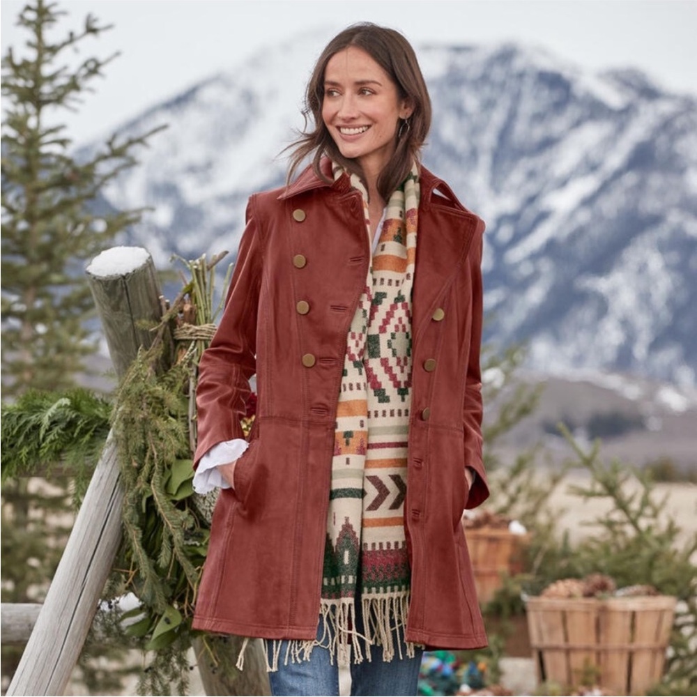 Sundance Women's leather Rust Trench Coat
